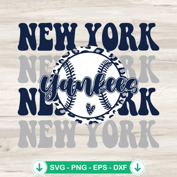 Yankees Baseball Leopard SVG file for cutting machines