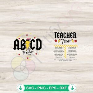 Retro ABCD Teacher Tour SVG file for Cricut cutting machine