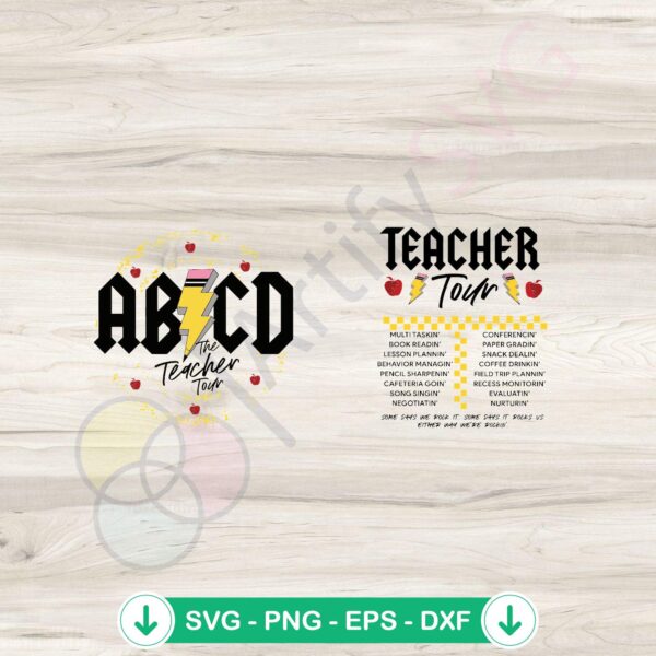 Retro ABCD Teacher Tour SVG file for Cricut cutting machine