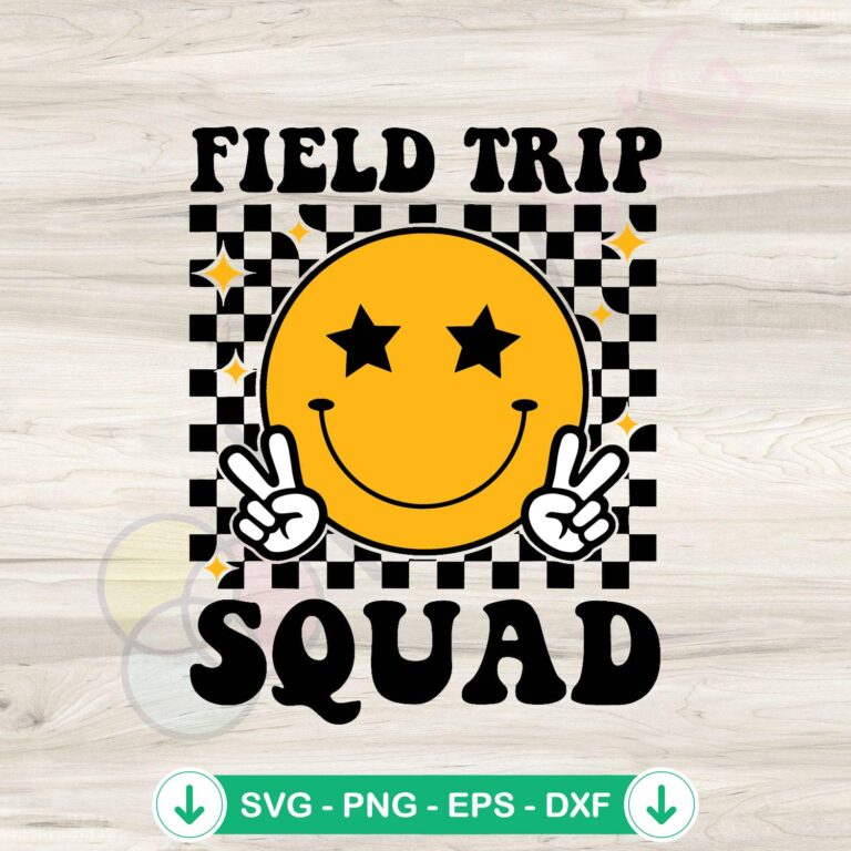 Checkered Field Trip Squad Smiley Face SVG - Digital Download 2 Checkered Field Trip Squad Smiley Face svg file for cutting