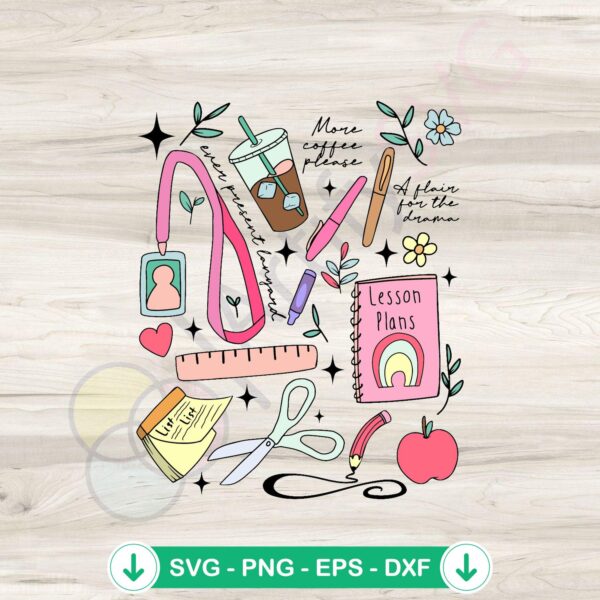 Retro Teacher Stuff lesson plans svg file for cutting machine
