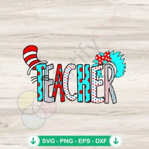 Retro Dr Seuss Teacher SVG file for cutting machine
