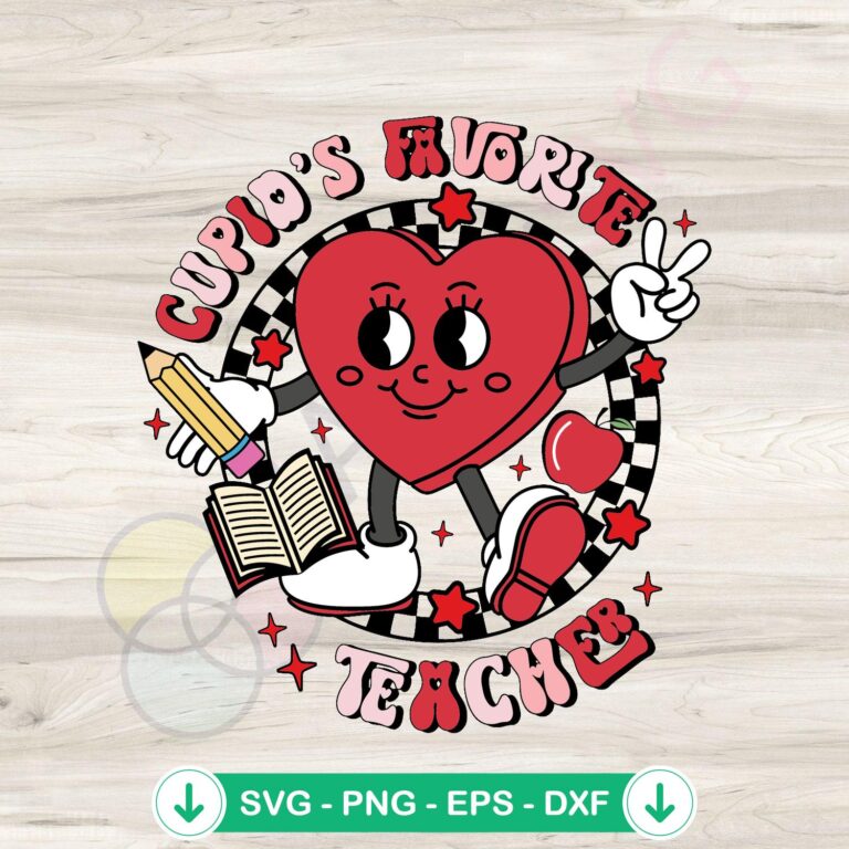 Cupid's Favorite Teacher Heart SVG Instant Download 2 Cupid's Favorite Teacher Heart SVG file for cricut cutting machine