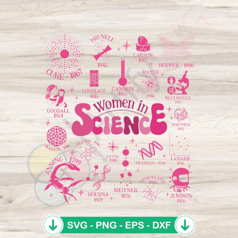 Retro Women In Science Teacher SVG Clipart: Vintage Female Educator Graphics 2 Retro Women In Science Teacher SVG file for Cricut and Silhouette