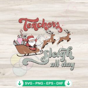 Teacher Sleigh Reindeer svg file for Cricut cutting machine