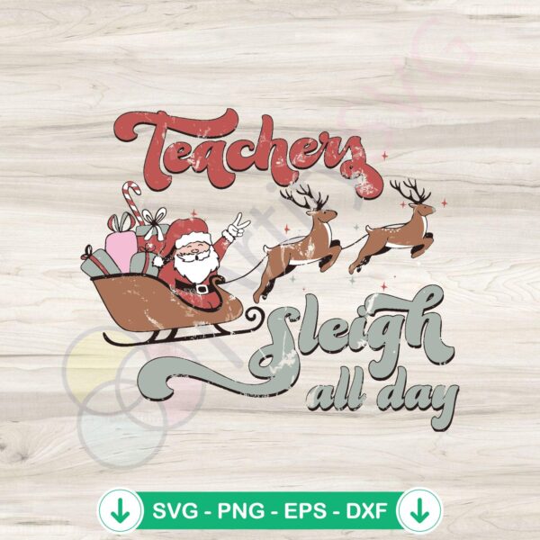 Teacher Sleigh Reindeer svg file for Cricut cutting machine