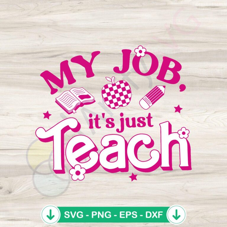 Retro Pink Teacher SVG Cutting File - My Job Is Just to Teach 2 Retro Pink Teacher SVG file, my job is just to teach cutting file