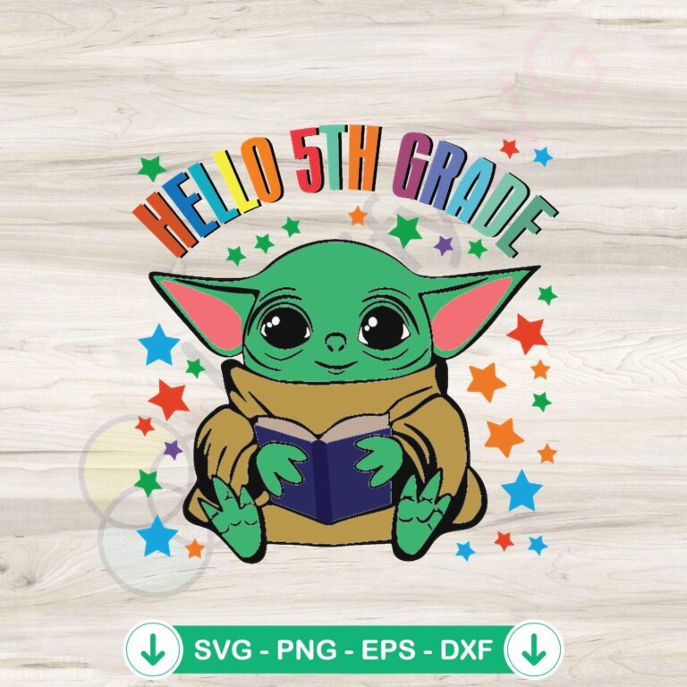 Cute Baby Yoda Hello 5th Grade SVG Cricut Files - Digital Download 2 Baby Yoda Hello 5th Grade SVG file for Cricut cutting