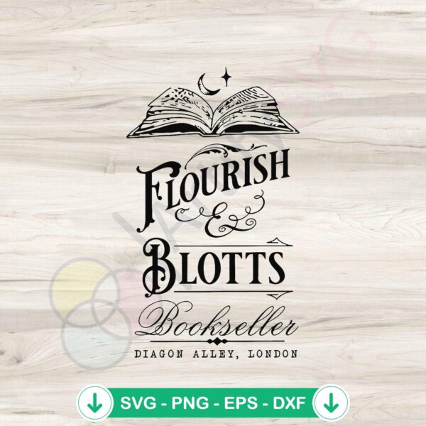 Vintage Flourish And Blotts SVG file for Cricut cutting machine