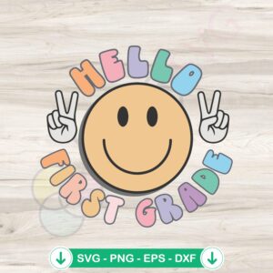 Cute First Grade Smile Face SVG file for Cricut and cutting machines
