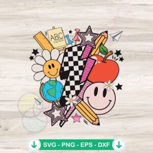 Retro Teacher Back To School SVG file for Cricut cutting