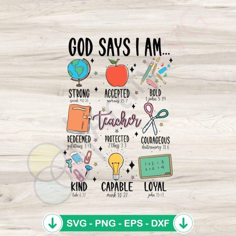 Teacher SVG Digital File: God Says I Am A Teacher - Funny Teacher Design 2 God Says I Am A Teacher SVG file for Cricut cutting file