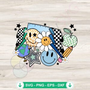 Retro Groovy Back To School svg file for cutting projects