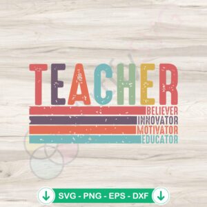 Retro Teacher svg file - Believer Innovator Motivator Educator cutting file
