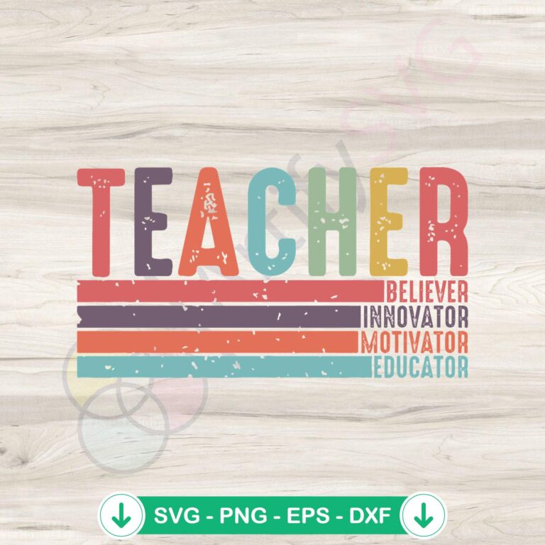 Retro Teacher SVG File - Believer Innovator Motivator Educator 2 Retro Teacher svg file - Believer Innovator Motivator Educator cutting file