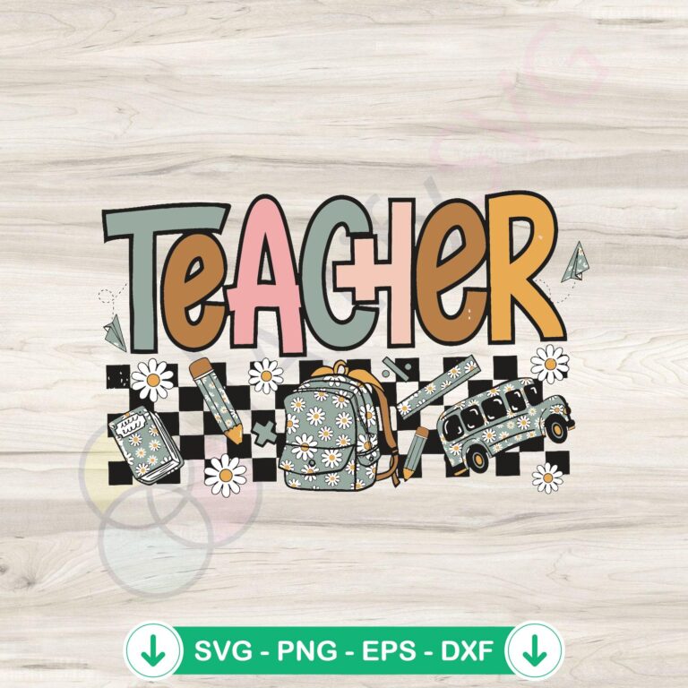 Groovy Daisy Flower Teacher Back To School SVG File - Digital Download 2 Groovy Daisy Flower SVG file for Cricut cutting machine