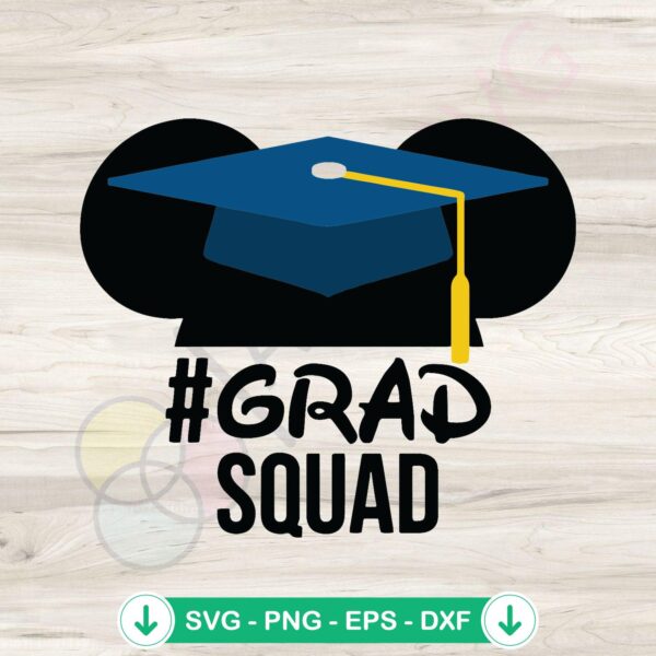 Grad Squad Mickey Ear Graduation Cap SVG file for Cricut crafts