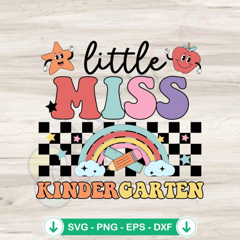 Little Miss Kindergarten SVG | First Day Of Kindergarten Girl SVG for Cricut 2 Little Miss Kindergarten SVG file for Cricut cutting projects