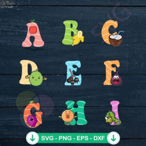 Cute Fruits Alphabet SVG file for back to school cutting file