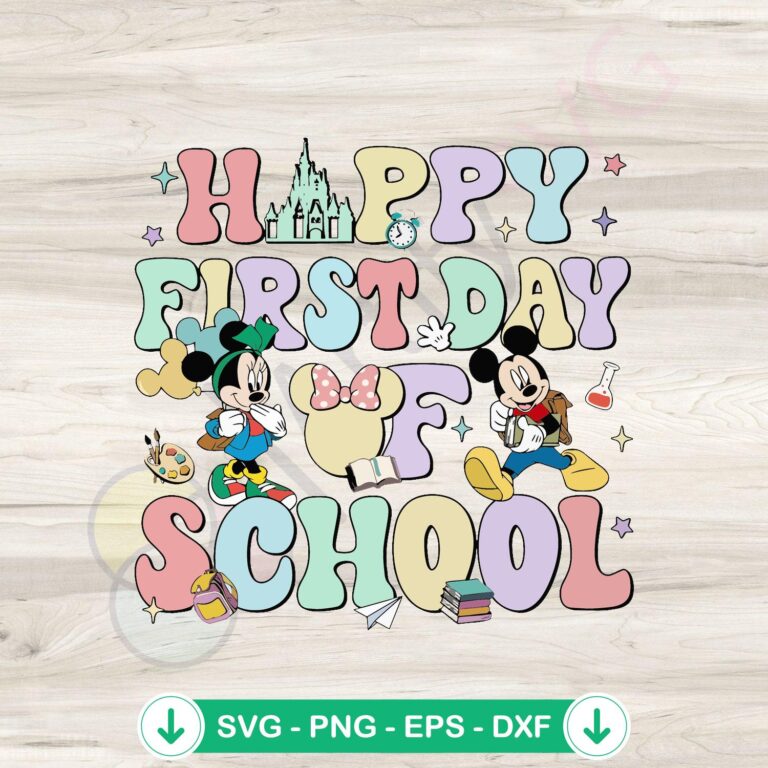 Mickey and Friends First Day of School SVG file, cricut svg cut file