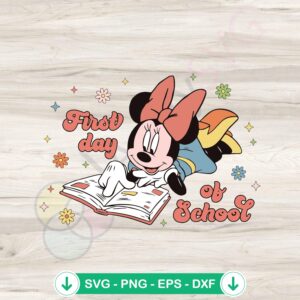Minnie Mouse First Day of School SVG file for Cricut cut