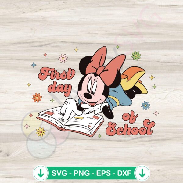 Minnie Mouse First Day of School SVG file for Cricut cut