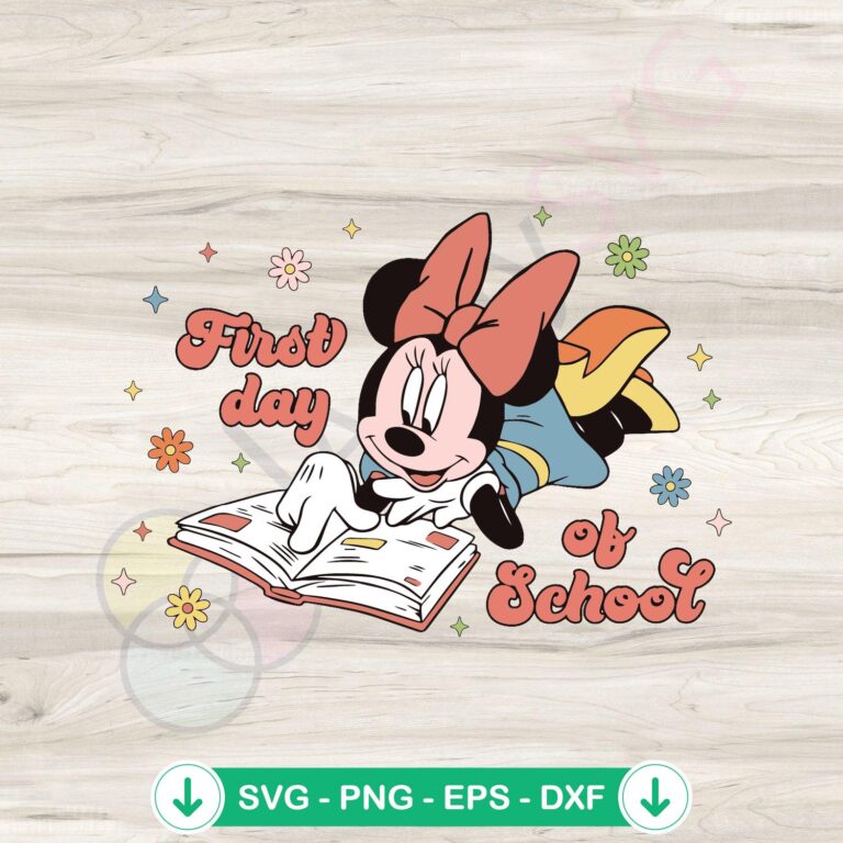 Cute Disney Minnie Mouse First Day of School SVG Digital Files 2 Minnie Mouse First Day of School SVG file for Cricut cut
