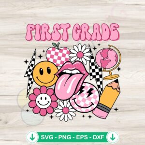 Retro Groovy First Grade SVG file for cutting machines
