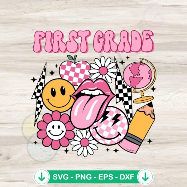 Retro Groovy First Grade SVG file for cutting machines