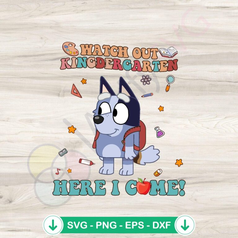 Retro Bluey Kindergarten SVG file for Cricut cutting machine