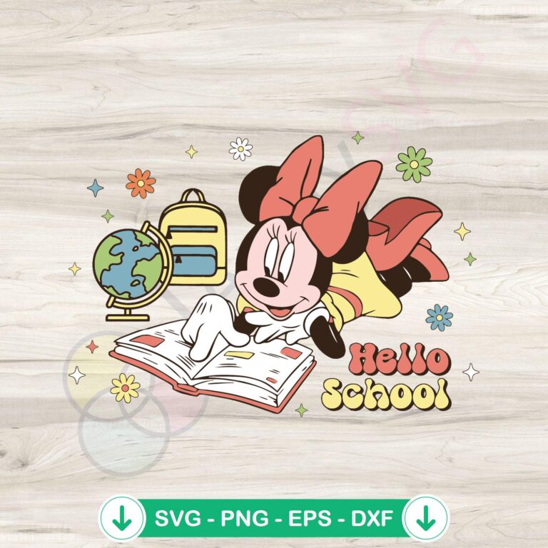 Disney Minnie Mouse Hello School SVG Cutting Digital File 2 Disney Minnie Mouse SVG file for Cricut cutting machine