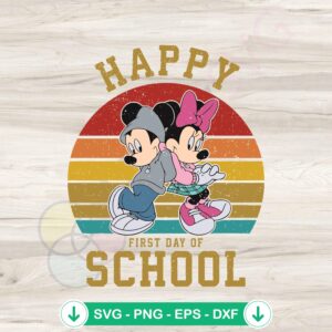 Vintage Disney First Day Of School SVG file for Cricut