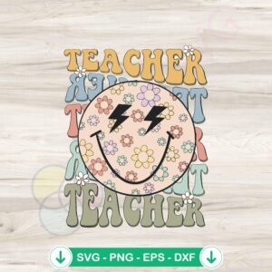 Retro Teacher Back To School svg file for Cricut cutting machine