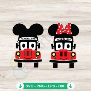 Disney Mickey and Minnie School Bus SVG file for cutting machine