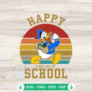 Donald Duck First Day of School svg file for Cricut cutting machine