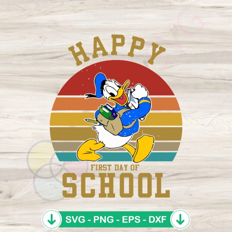 Disney Donald Duck First Day of School SVG Cricut File - Fun Back-to-School Design 2 Donald Duck First Day of School svg file for Cricut cutting machine
