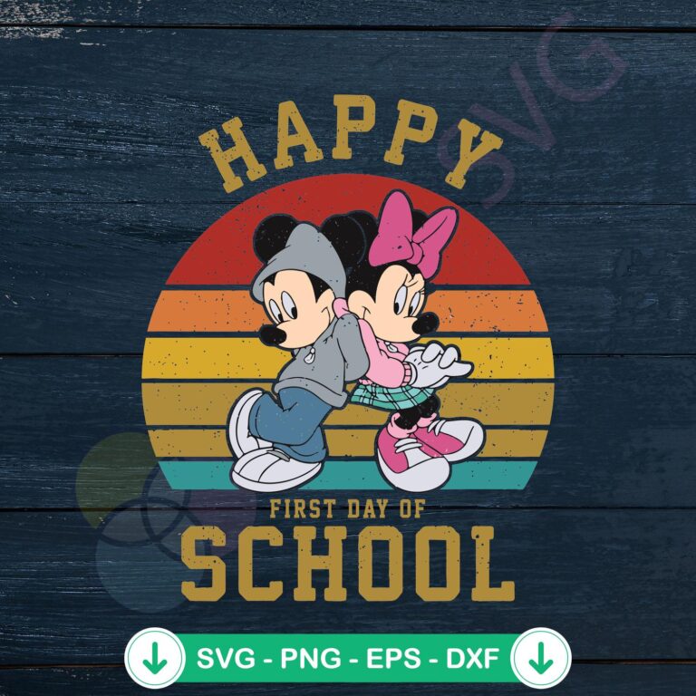 Happy First Day of School Mickey Minnie SVG file for cutting machine