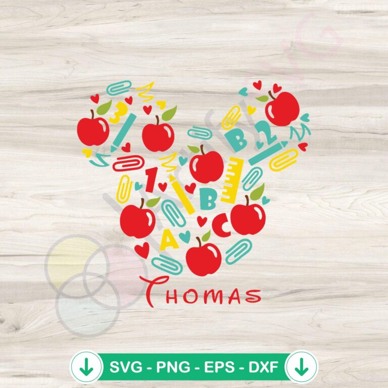 Personalized Mickey Back To School SVG file, cricut cutting file