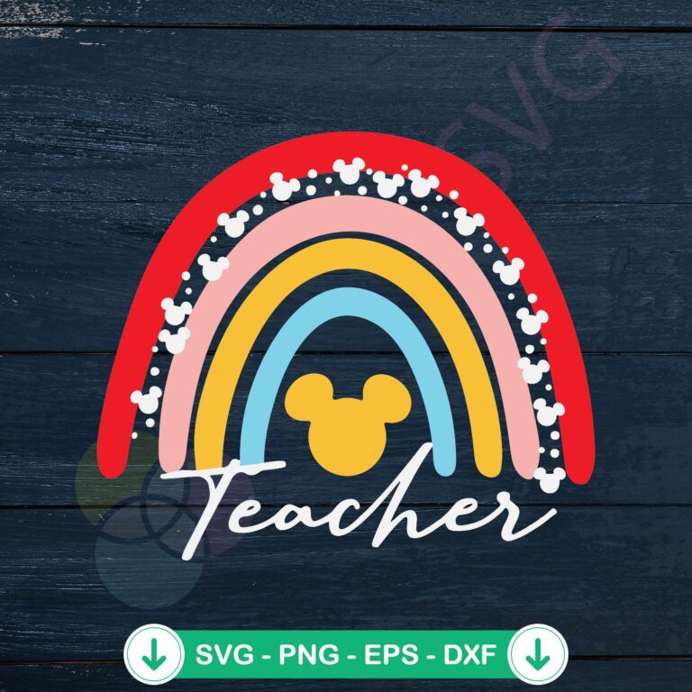 Rainbow Disney Teacher SVG file Mickey Head design cutting file
