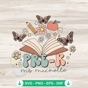 Personalized Retro Groovy Pre K Teacher SVG file for cricut