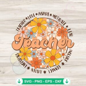 Retro Teacher back to school svg file for cricut and cutting projects