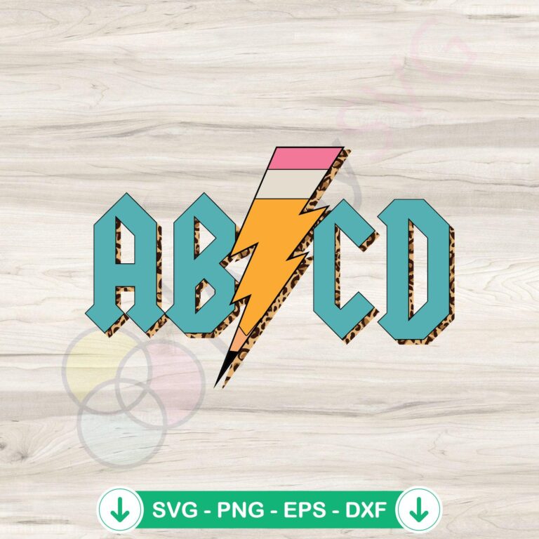 ABCD Pencil Lightning Rock n Roll Teacher SVG Design File: Digital Download 2 ABCD Pencil Lightning Rock n Roll Teacher SVG file cutting file