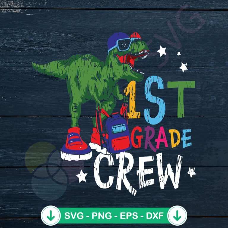 Dinosaur 1st Grade Crew SVG Digital File - First Day Of School Template 2 Dinosaur 1st Grade Crew SVG file design for cutting machines