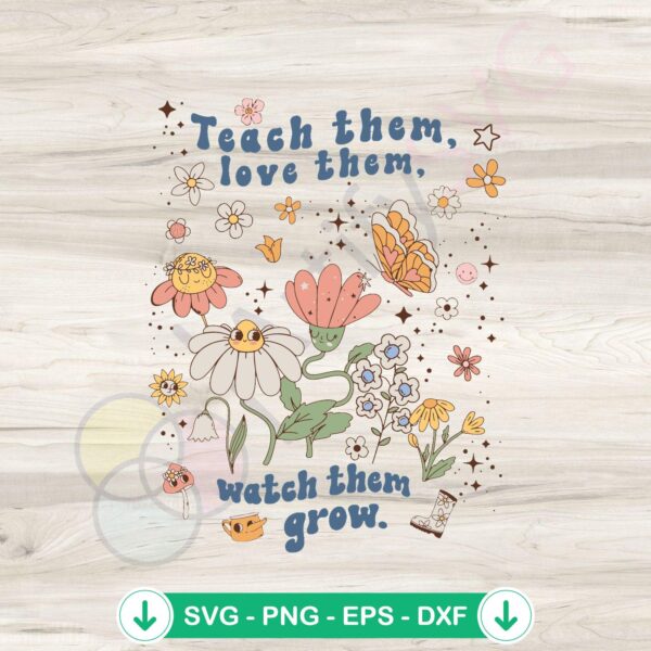 Teach Love Grow Back To School SVG file for cricut cutting machine