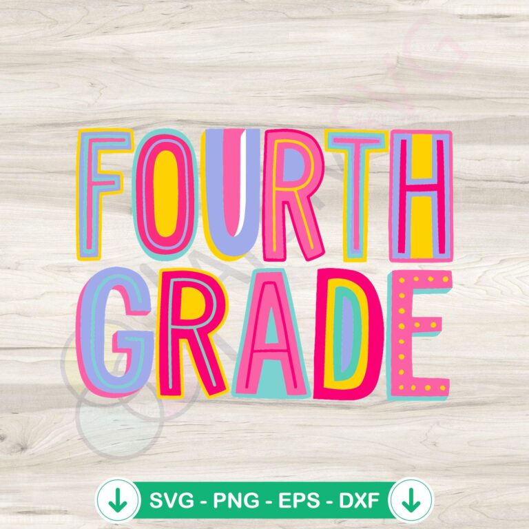 Fourth Grade Rainbow Back To School Clipart | SVG for Kids 2 Fourth Grade Rainbow Back To School svg file for kids