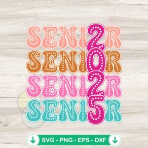 Senior 2025 retro graduation svg file for Cricut cutting machine