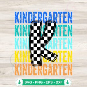 Checkered K Kindergarten First Day Of School SVG file cut file