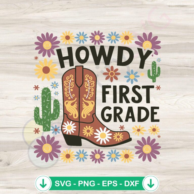 Retro Howdy First Grade Back To School SVG Digital Download 2 Retro Howdy First Grade SVG file for Cricut and cutting machines