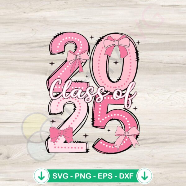Retro Class Of 2025 Coquette Bow SVG file for cricut