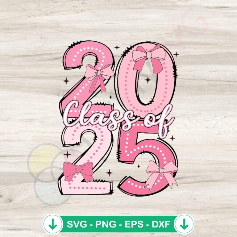 Retro Class Of 2025 Coquette Bow SVG Digital Download 2 Retro Class Of 2025 Coquette Bow SVG file for cricut
